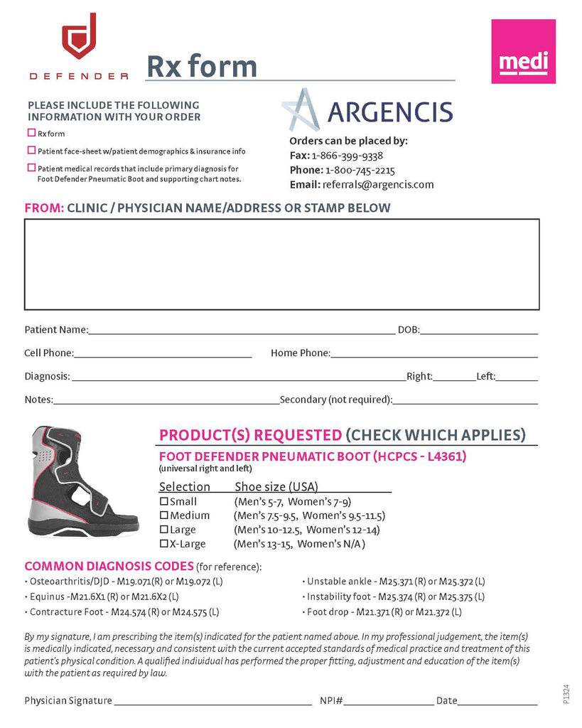 ARGENCIS DEFENDER RX FORM (25/PAD)
