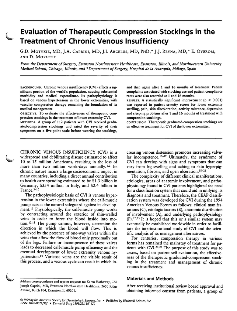 EFFECTIVNESS & COMPLIANCE STUDY (DR. CAPRINI STUDY)