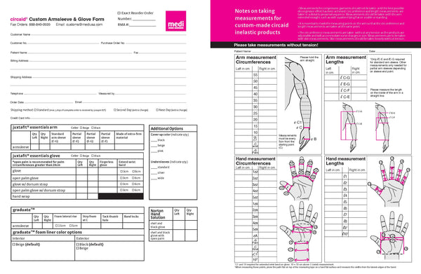 CIRCAID CUSTOM UPPER EXTREMITY MEASURING FORM