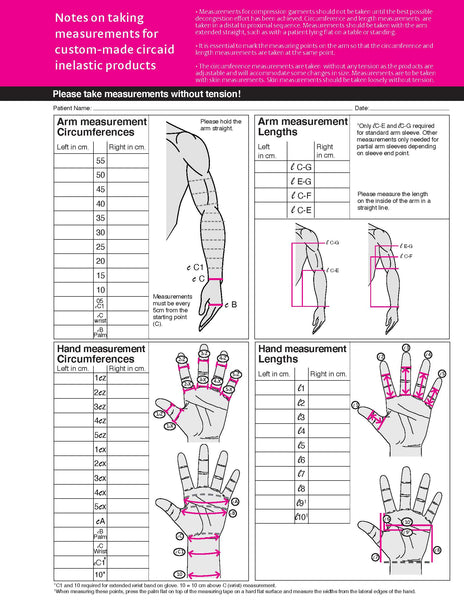 CIRCAID CUSTOM UPPER EXTREMITY MEASURING FORM