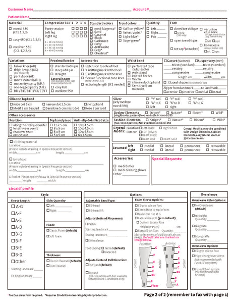 FLAT-KNIT LOWER EXTREMITY CUSTOM ORDER/MEASURING FORM (Qty. 25)