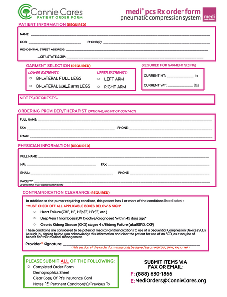 CONNIE CARES ORDER FORM (25/PAD)