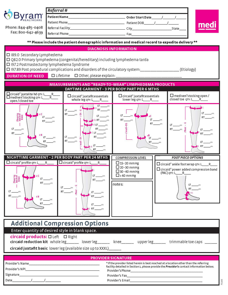***BYRAM*** LTA Wound Care Lower Extremity Order Form (20/PAD)