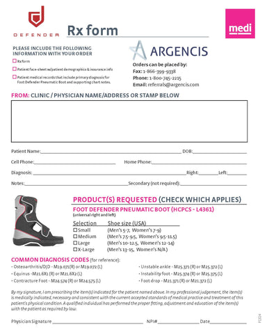 ARGENCIS DEFENDER RX FORM (25/PAD)