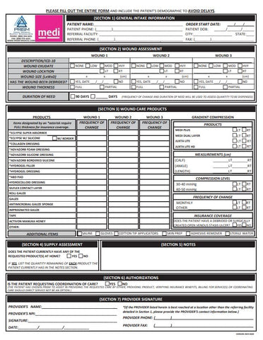 WOUNDCARE PRISM ORDER FORM (20 PG PAD)