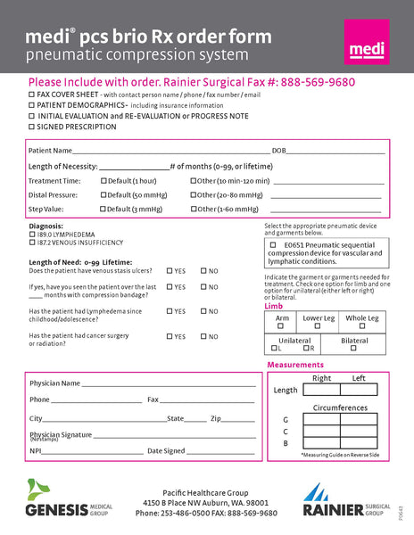 Rainier medi® pcs brio Rx order form